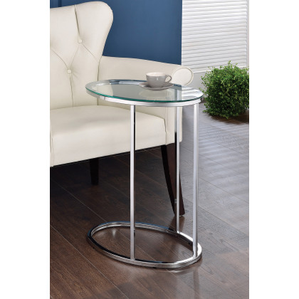 Coaster - Oval Snack Table in Chrome/Clear