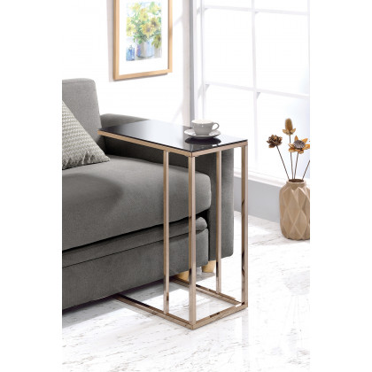 Coaster - Rectangular Accent Table in Black/Chocolate Chrome