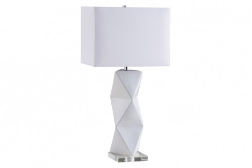 Coaster™ Geometric Ceramic Base Table Lamp - White