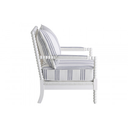 Coaster - Upholstered Accent Chair With Spindle Accent in White/Navy