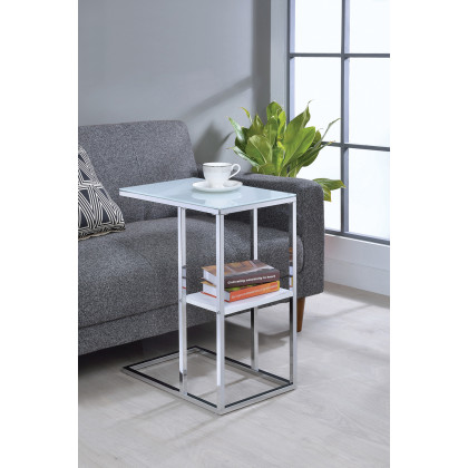 Coaster - 1-Shelf Accent Table in Chrome/White