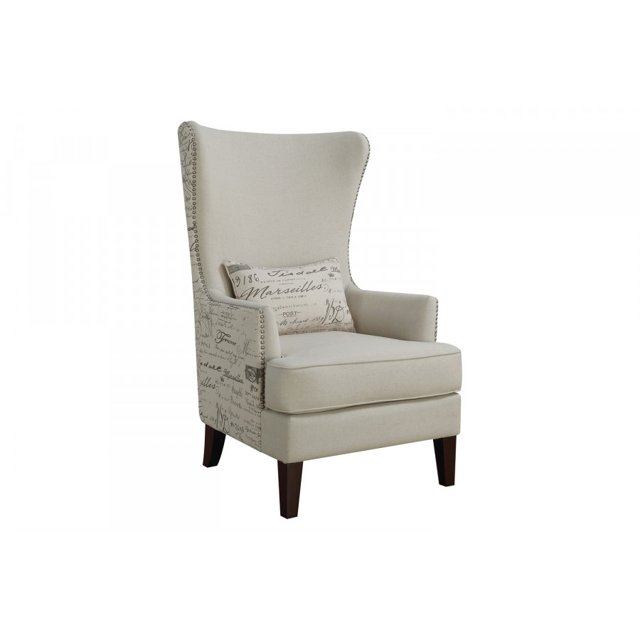 Coaster - Curved Arm High Back Accent Chair in Cream