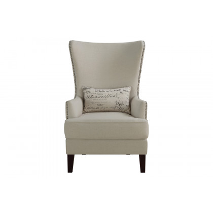 Coaster - Curved Arm High Back Accent Chair in Cream