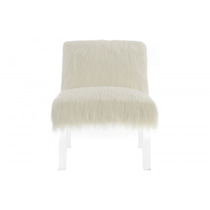 Coaster - Faux Sheepskin Upholstered Accent Chair in White