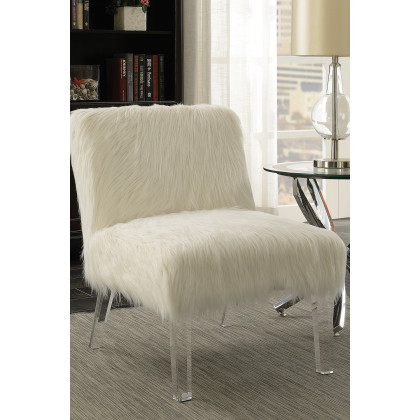 Coaster - Faux Sheepskin Upholstered Accent Chair in White
