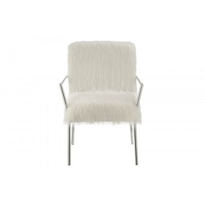 Coaster - Faux Sheepskin Upholstered Accent Chair With Metal Arm in White