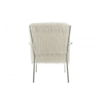 Coaster - Faux Sheepskin Upholstered Accent Chair With Metal Arm in White