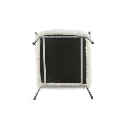 Coaster - Faux Sheepskin Upholstered Accent Chair With Metal Arm in White