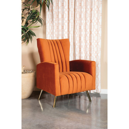 Coaster - Channeled Tufted Upholstered Accent Chair in Rust