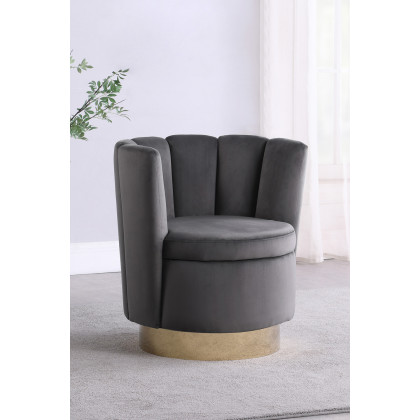 Coaster Channeled Tufted Swivel Chair - Gray/Gold
