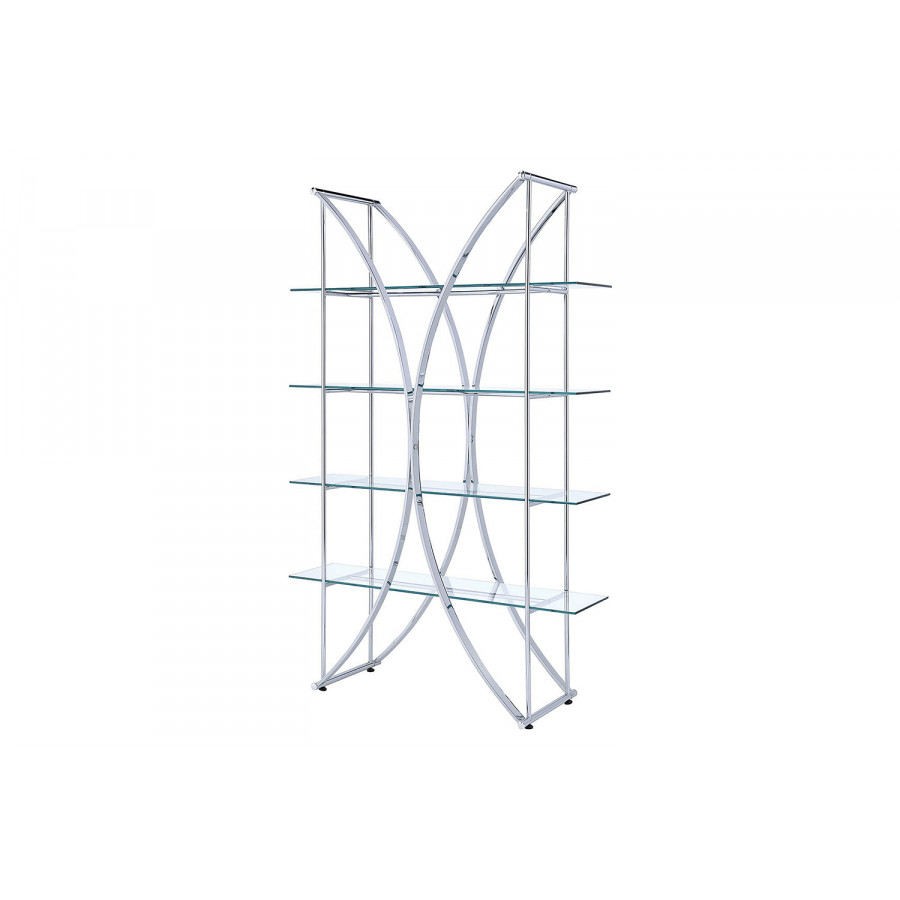 Coaster - 4-Tier Bookcase in Chrome/Clear