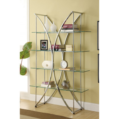 Coaster - 4-Tier Bookcase in Chrome/Clear