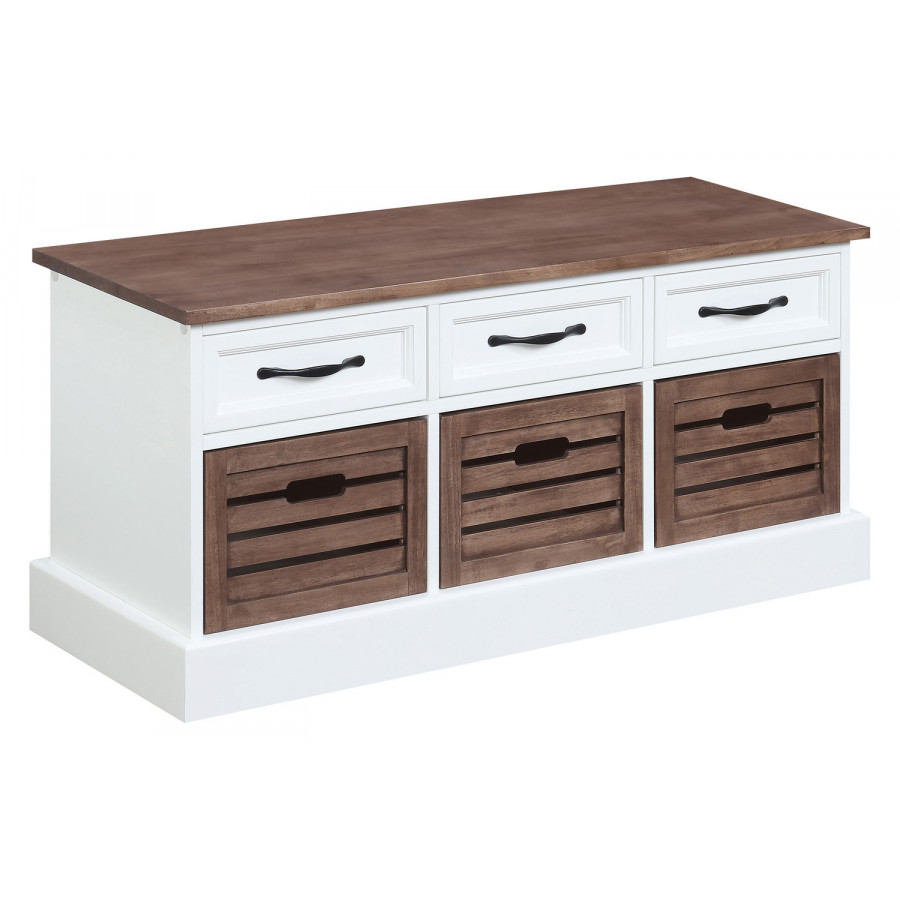 Coaster 3-Drawer Storage Bench - Weathered Brown/White