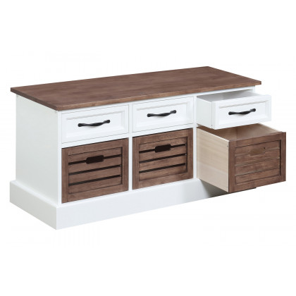 Coaster 3-Drawer Storage Bench - Weathered Brown/White