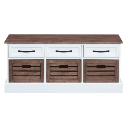 Coaster 3-Drawer Storage Bench - Weathered Brown/White
