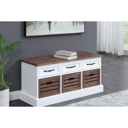 Coaster 3-Drawer Storage Bench - Weathered Brown/White