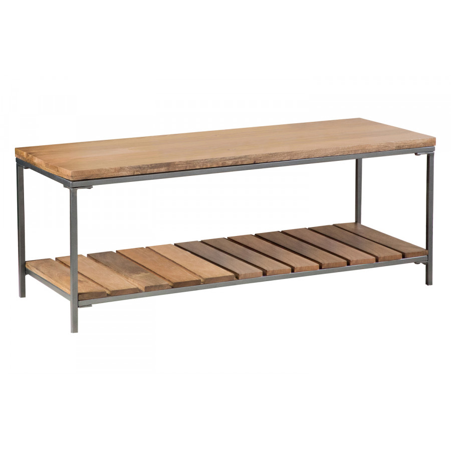 Coaster - Accent Bench With Slat Shelf in Natural/Gunmetal