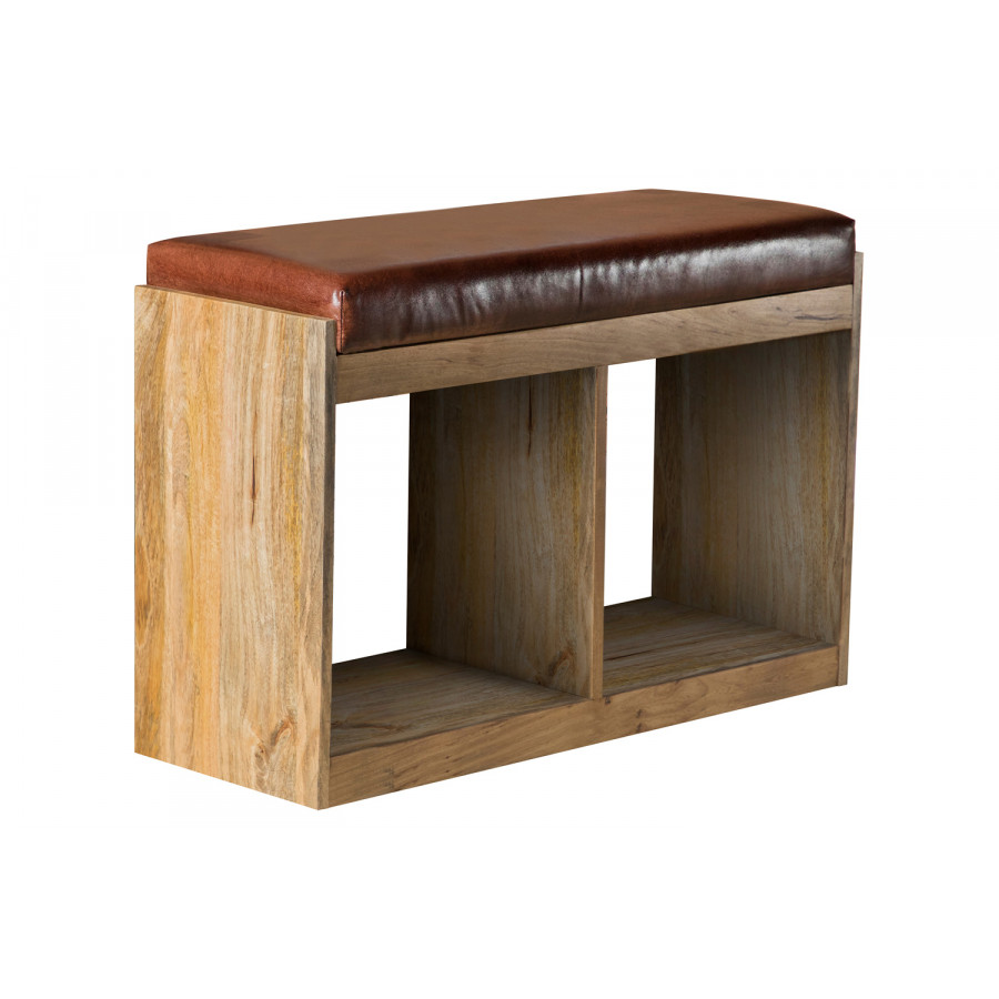 Coaster - 2-Basket Upholstered Accent Bench in Brown/Natural
