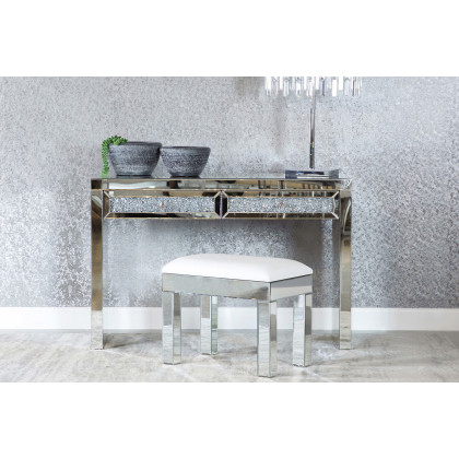 Coaster - Rectangular Upholstered Vanity Stool in White/Mirror