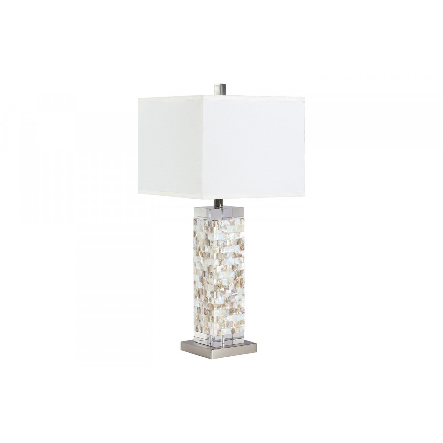 Coaster - Square Shade Table Lamp With Crystal Base in White/Silver