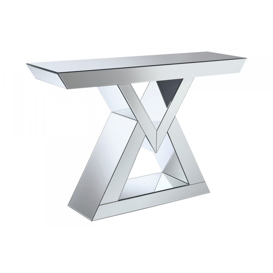Coaster - Console Table With Triangle Base in Clear Mirror