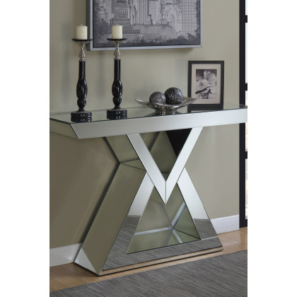 Coaster - Console Table With Triangle Base in Clear Mirror