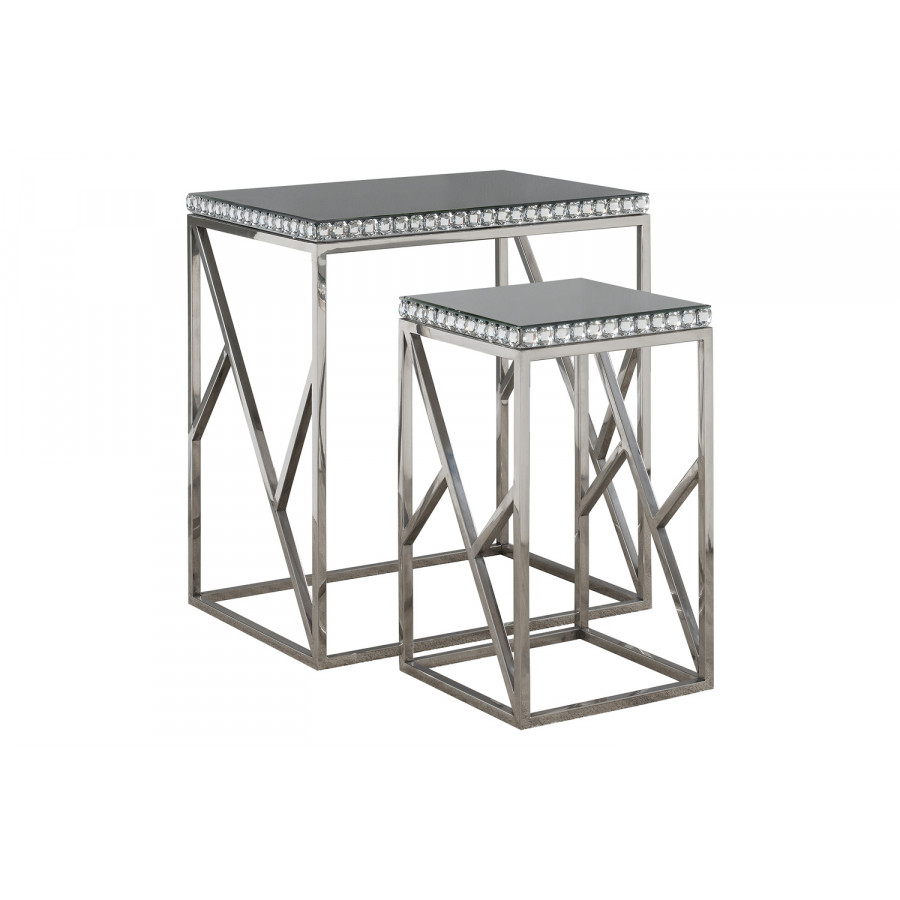 Coaster - 2-Piece Mirror Top Nesting Tables in Silver