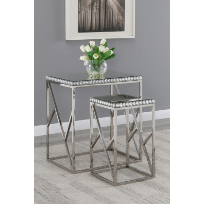 Coaster - 2-Piece Mirror Top Nesting Tables in Silver