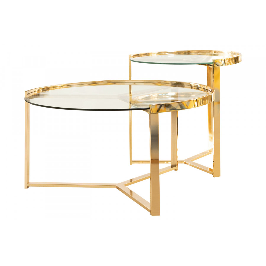 Coaster - 2-Piece Round Nesting Table in Clear/Gold