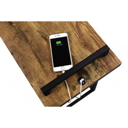 Coaster C-Shaped Accent Table with Usb Charging Port - Antique Nutmeg/Black