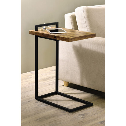 Coaster C-Shaped Accent Table with Usb Charging Port - Antique Nutmeg/Black