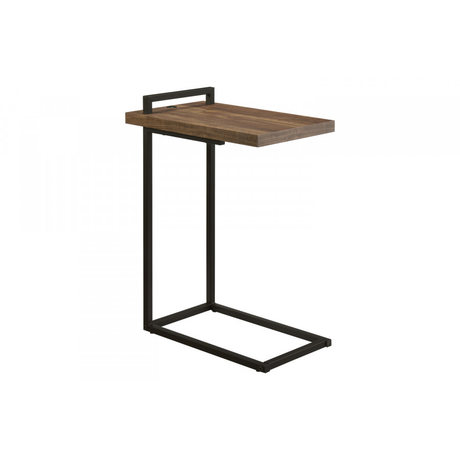 Coaster C-Shaped Accent Table with Usb Charging Port - Aged Walnut/Black