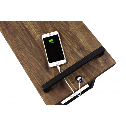 Coaster C-Shaped Accent Table with Usb Charging Port - Aged Walnut/Black