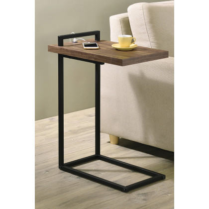 Coaster C-Shaped Accent Table with Usb Charging Port - Aged Walnut/Black