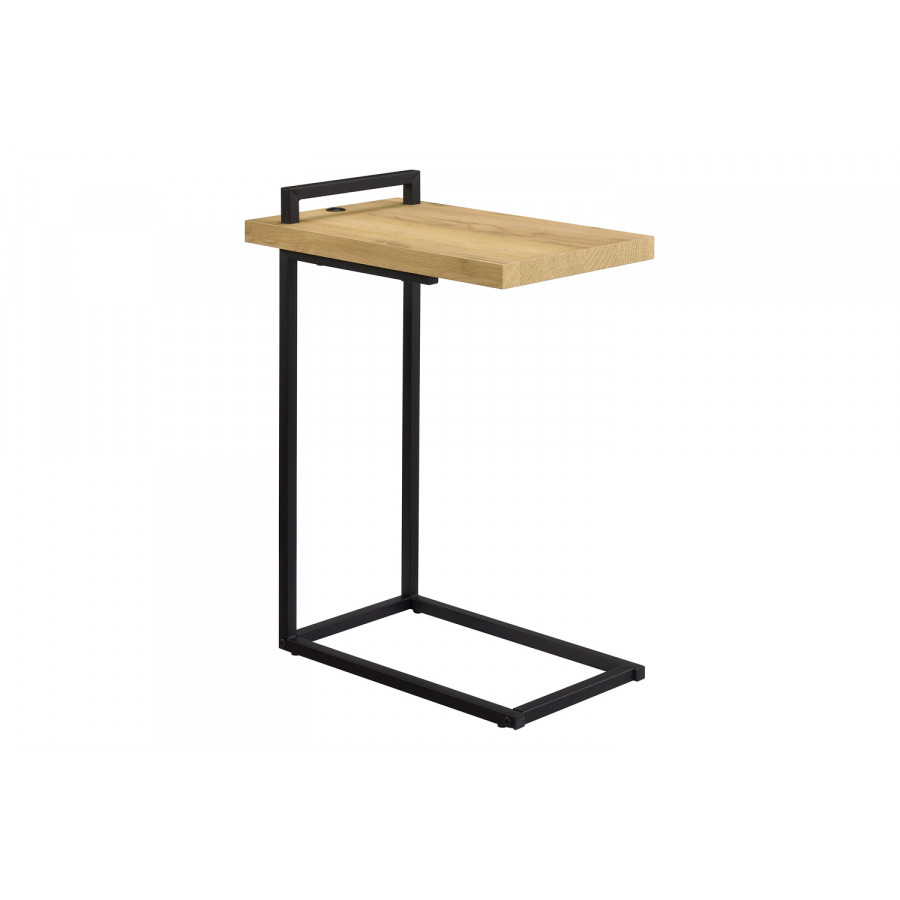 Coaster C-Shaped Accent Table with Usb Charging Port - Golden Oak/Black