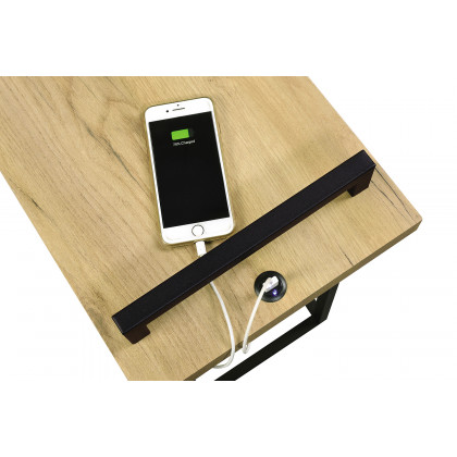 Coaster C-Shaped Accent Table with Usb Charging Port - Golden Oak/Black