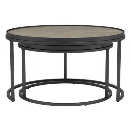 Coaster - 2-Piece Round Nesting Tables in Weathered Elm