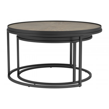 Coaster - 2-Piece Round Nesting Tables in Weathered Elm