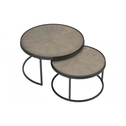 Coaster - 2-Piece Round Nesting Tables in Weathered Elm