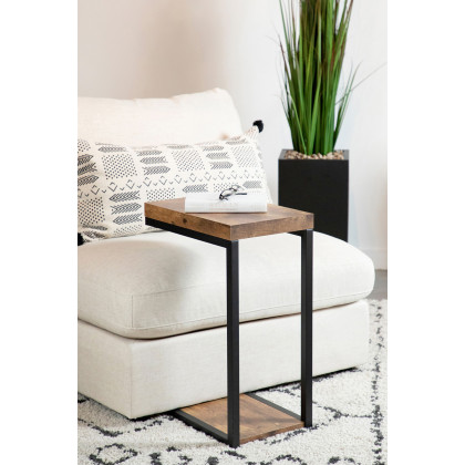 Coaster - C-Shape Snack Table in Black/Antique Nutmeg