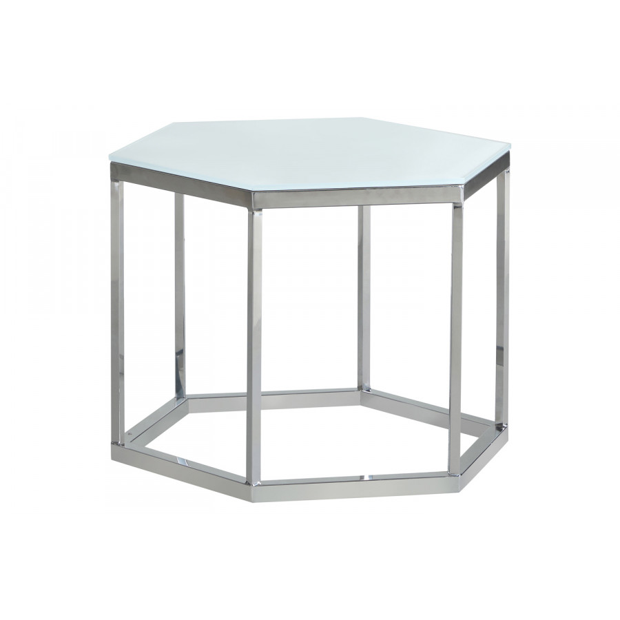 Coaster Hexagon Glass Top Accent Table - White/Silver