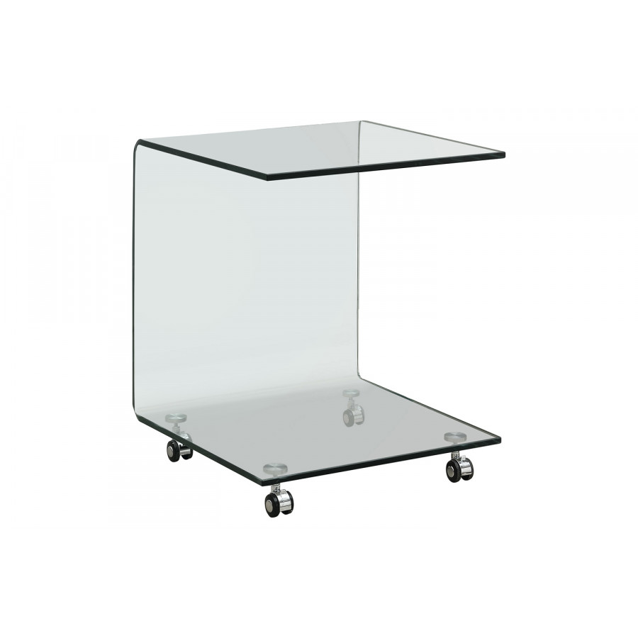 Coaster - C-Shaped Accent Table With Casters in Clear