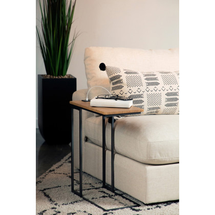 Coaster Snack Table with Power Outlet - Gunmetal/Natural