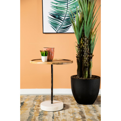 Coaster - Round Wooden Top Accent Table in Natural/White