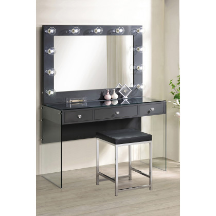 Coaster Upholstered Square Padded Cushion Vanity Stool - Dark Gray