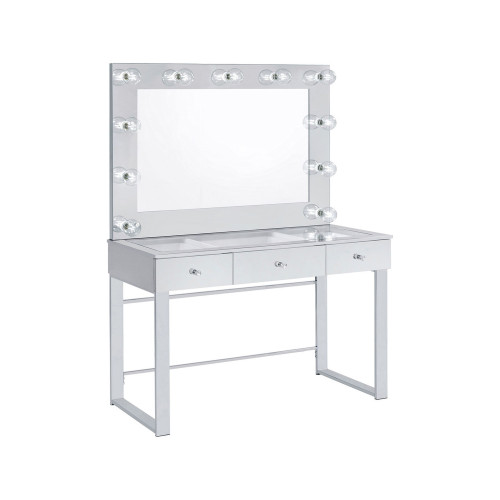 Coaster - 3-Drawer Vanity With Lighting in Chrome/White