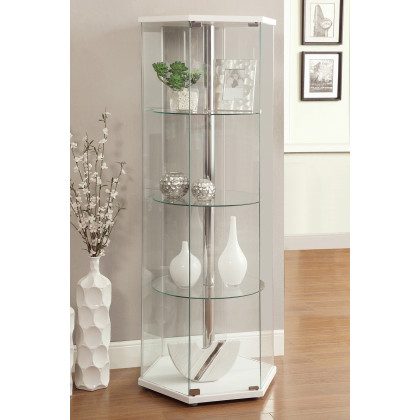 Coaster - 4-Shelf Hexagon Shaped Curio Cabinet
