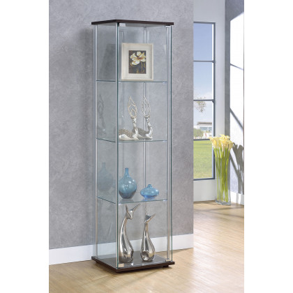 Coaster - Rectangular 4-Shelf Curio Cabinet in Cappuccino/Clear