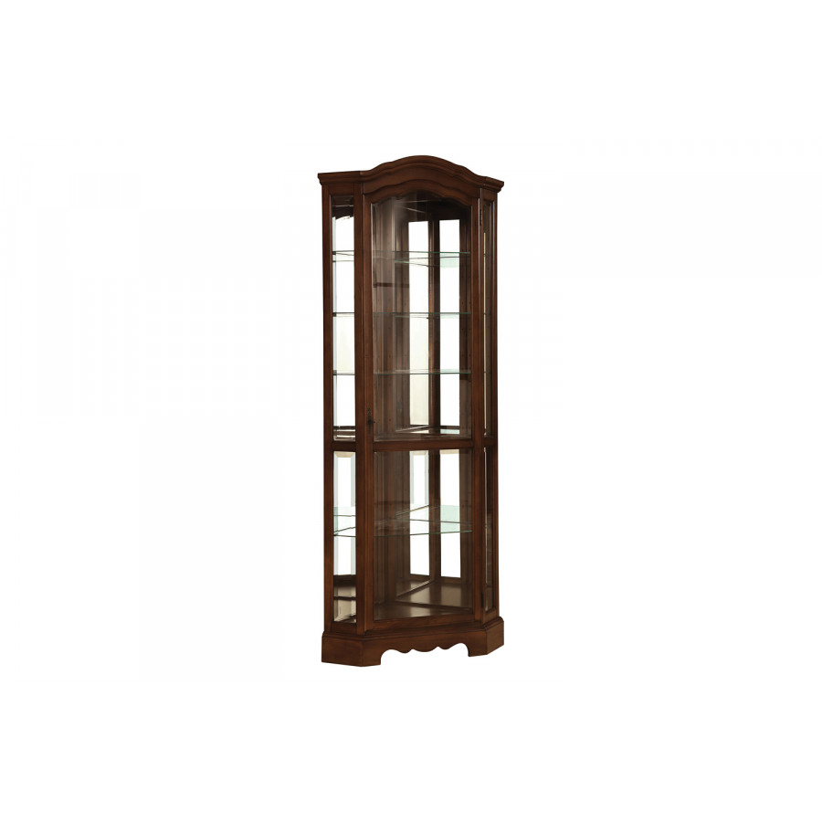 Coaster - 6-Shelf Corner Curio Cabinet in Burnished Brown