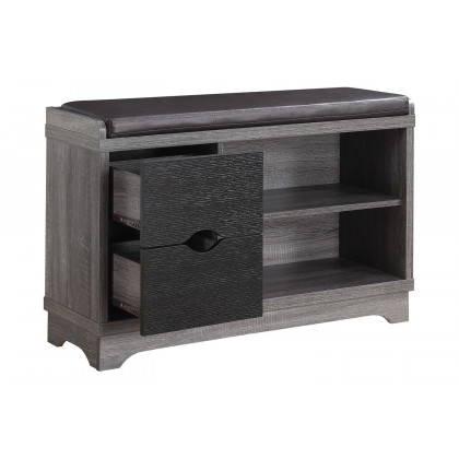 Coaster - 2-Drawer Storage Bench in Medium Brown/Black